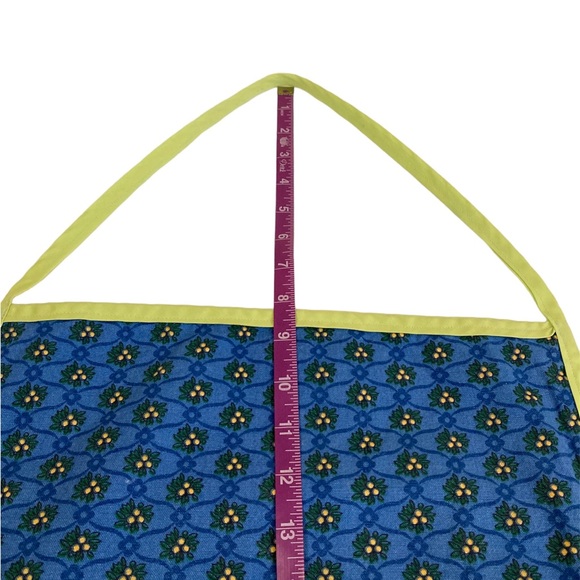 Reversible Cloth Green Blue Bib Apron Butterfly Floral Pocket Vintage? Handmade? - Picture 9 of 12